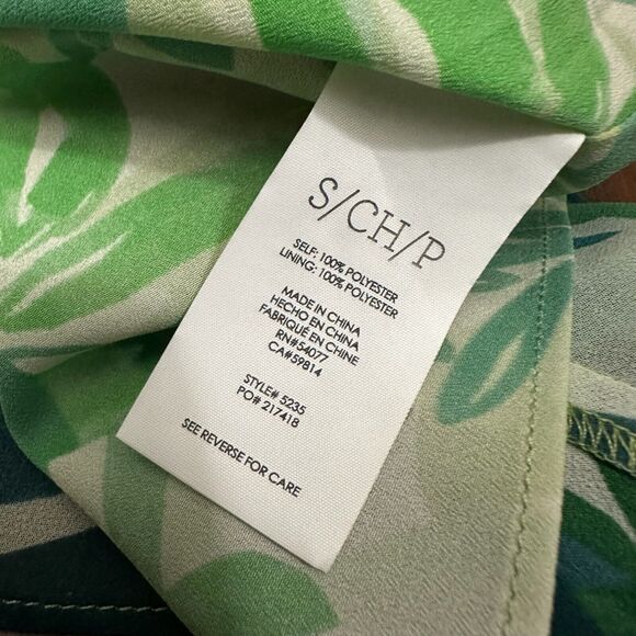 CABI #5235 Green Tropical Palm Leaf Castaway Mini Dress Lined - Picture 10 of 12